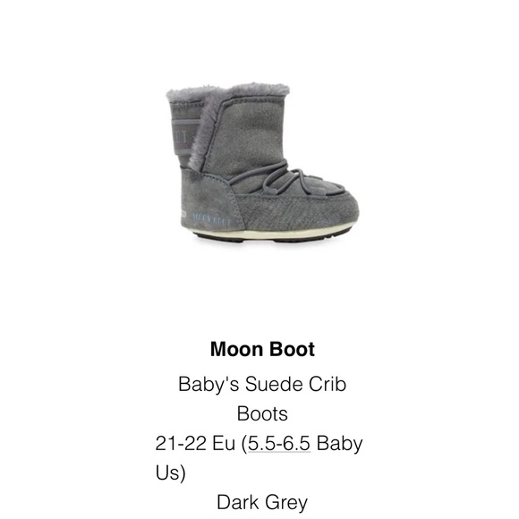 Baby Moon Boot Suede Crib Boots 21-22 Eu (5.5-6.5 Us) Grey - Picture 4 of 10